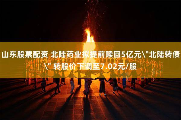 山东股票配资 北陆药业拟提前赎回5亿元＂北陆转债＂ 转股价下调至7.02元/股