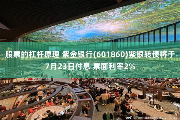 股票的杠杆原理 紫金银行(601860)紫银转债将于7月23日付息 票面利率2%