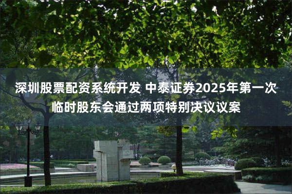 深圳股票配资系统开发 中泰证券2025年第一次临时股东会通过两项特别决议议案