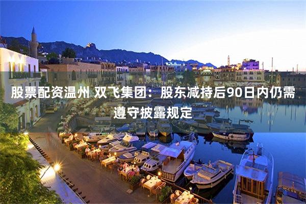 股票配资温州 双飞集团：股东减持后90日内仍需遵守披露规定