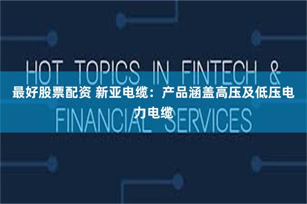 最好股票配资 新亚电缆：产品涵盖高压及低压电力电缆