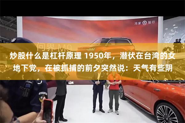 炒股什么是杠杆原理 1950年,潜伏在台湾的女地下党,在被抓捕的前夕突然说:天气有些阴