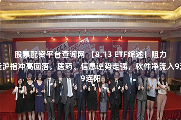 股票配资平台查询网 【8.13 ETF综述】阻力附近沪指冲高回落,医药、信息逆势走强,软件净流入9连阳