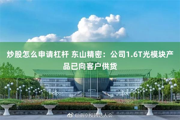 炒股怎么申请杠杆 东山精密:公司1.6T光模块产品已向客户供货